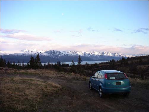 Image: Car in natural landscape.