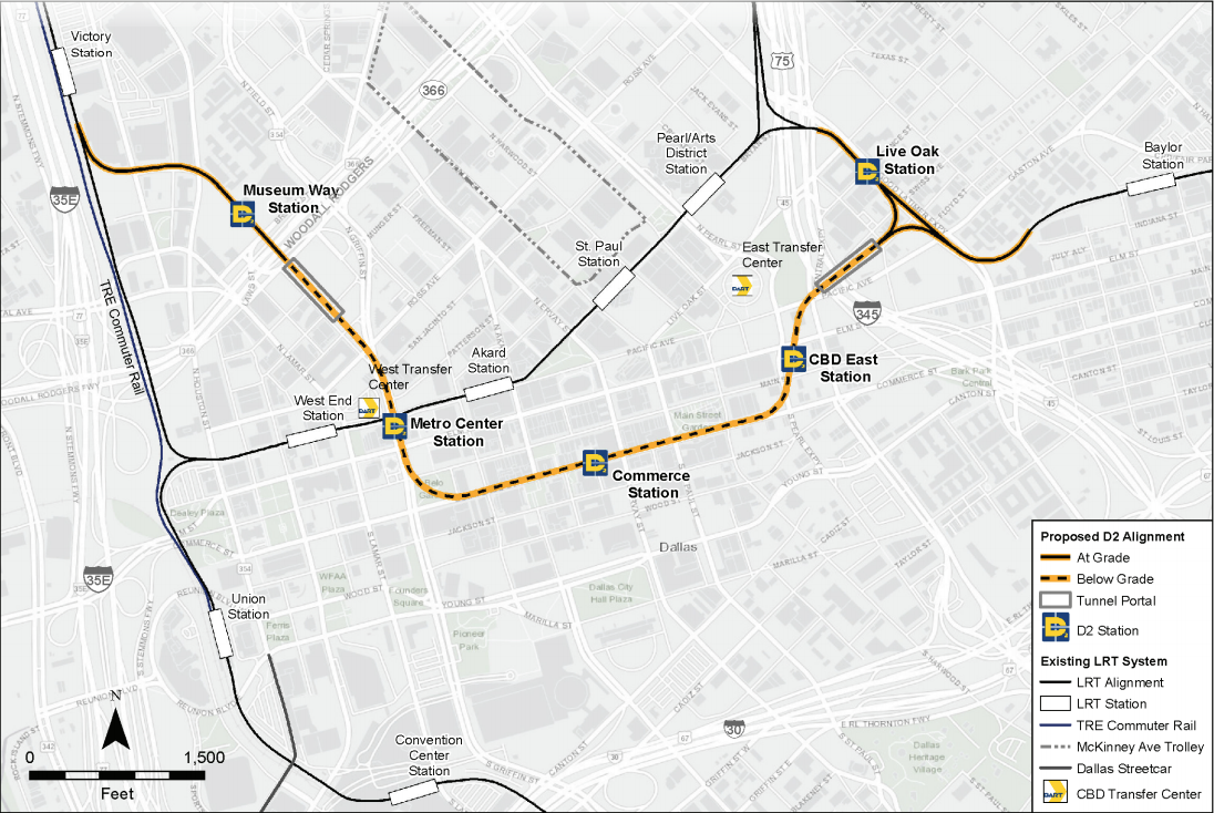 Dallas Subway System Map