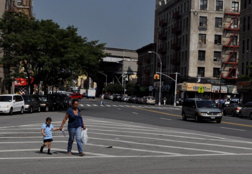 Today, Intervale Avenue at Dawson Street is an asphalt expanse up to 200 feet wide. Image: DOT