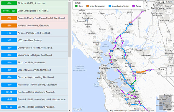 Map of Express Lanes Network