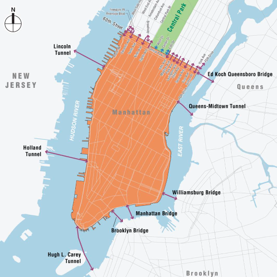 Manhattan Toll Map 