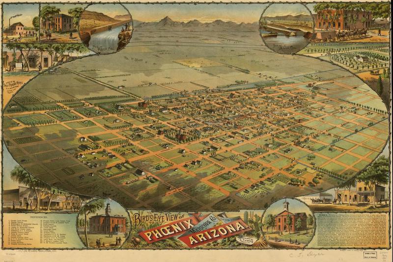 1885 map 'Bird's eye view of Phoenix'