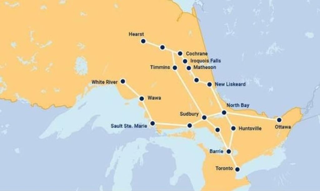 Ontario Northern Service Area (https://ontarionorthland.ca/en)