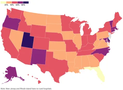 Color-coded map of labor & delivery departments and losses in United States.