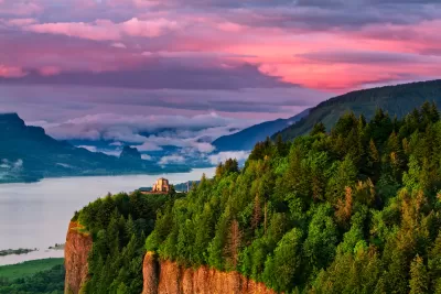 Columbia River Gorge Vista House Sunset Fine Art Print