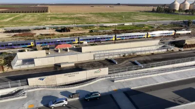 Pedestrian underpass being built at Wasco Amtrak station as part of CA high-speed rail project.