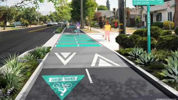 Rendering of proposed protected bikeway in Santa Clara, California.